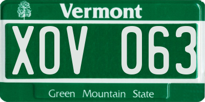 VT license plate XOV063