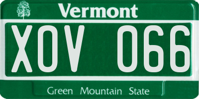 VT license plate XOV066