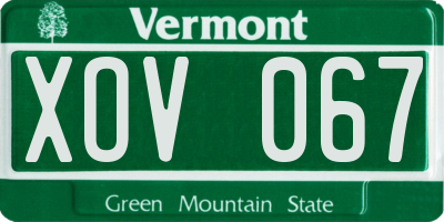 VT license plate XOV067