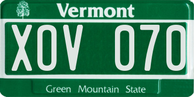 VT license plate XOV070
