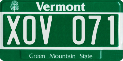 VT license plate XOV071