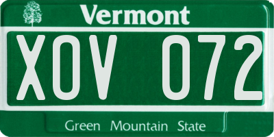 VT license plate XOV072