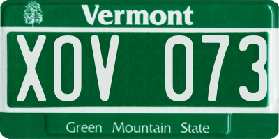 VT license plate XOV073