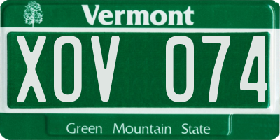 VT license plate XOV074