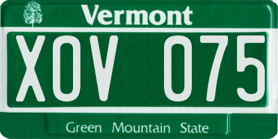 VT license plate XOV075
