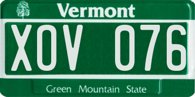 VT license plate XOV076
