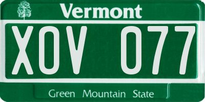 VT license plate XOV077