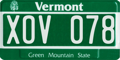 VT license plate XOV078