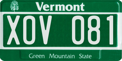 VT license plate XOV081