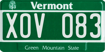 VT license plate XOV083