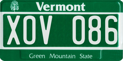VT license plate XOV086