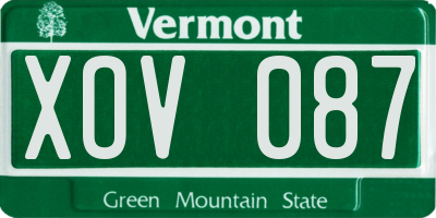 VT license plate XOV087