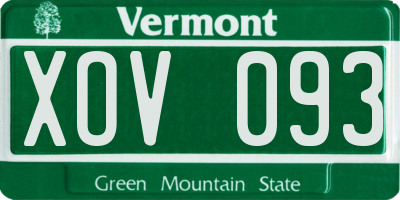 VT license plate XOV093