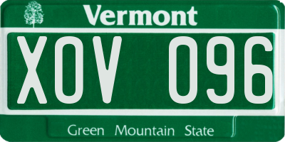 VT license plate XOV096