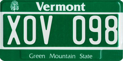 VT license plate XOV098