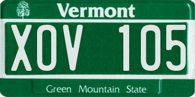 VT license plate XOV105
