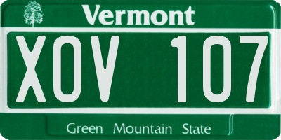 VT license plate XOV107