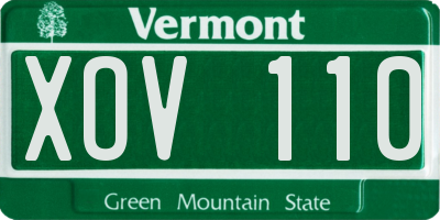 VT license plate XOV110