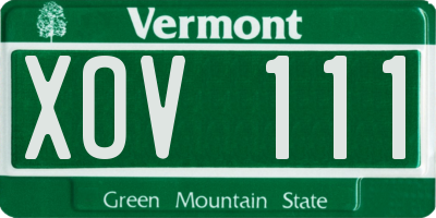 VT license plate XOV111