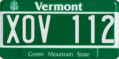 VT license plate XOV112