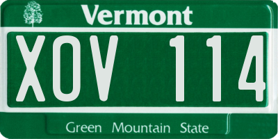 VT license plate XOV114