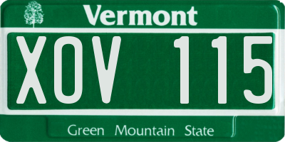 VT license plate XOV115