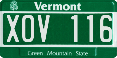 VT license plate XOV116