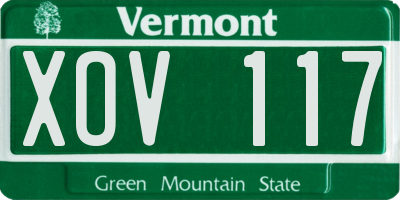 VT license plate XOV117
