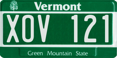 VT license plate XOV121
