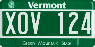 VT license plate XOV124