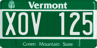 VT license plate XOV125