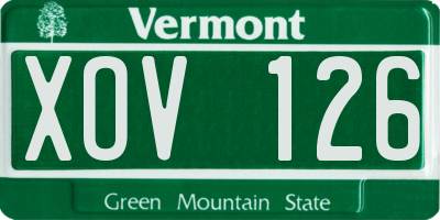 VT license plate XOV126