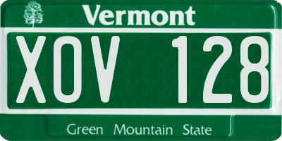 VT license plate XOV128