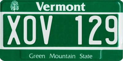 VT license plate XOV129