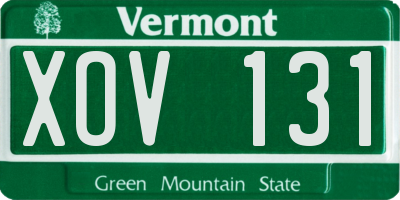 VT license plate XOV131