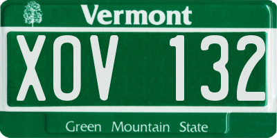 VT license plate XOV132