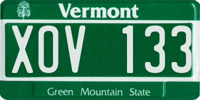 VT license plate XOV133