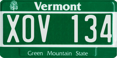 VT license plate XOV134