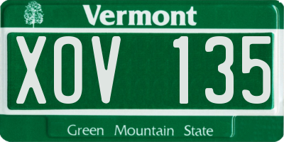 VT license plate XOV135