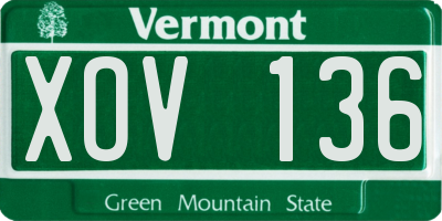 VT license plate XOV136