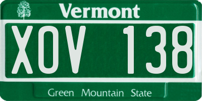 VT license plate XOV138
