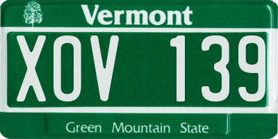 VT license plate XOV139