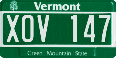 VT license plate XOV147
