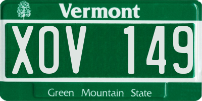 VT license plate XOV149