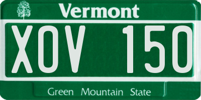 VT license plate XOV150