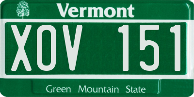 VT license plate XOV151
