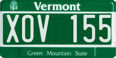 VT license plate XOV155