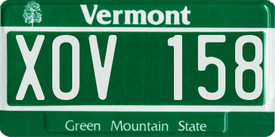 VT license plate XOV158