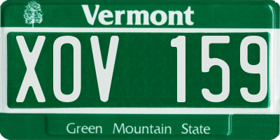 VT license plate XOV159