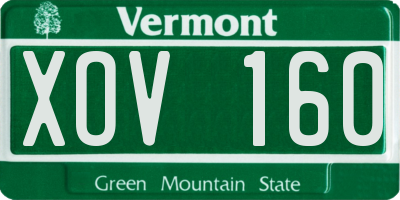 VT license plate XOV160